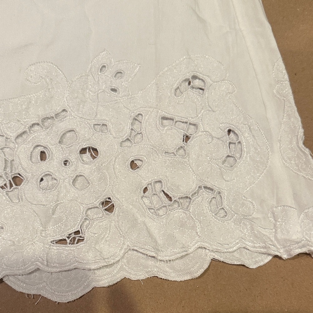 White womens Eyelet Lace A-Line Dress - Picture 3 of 5